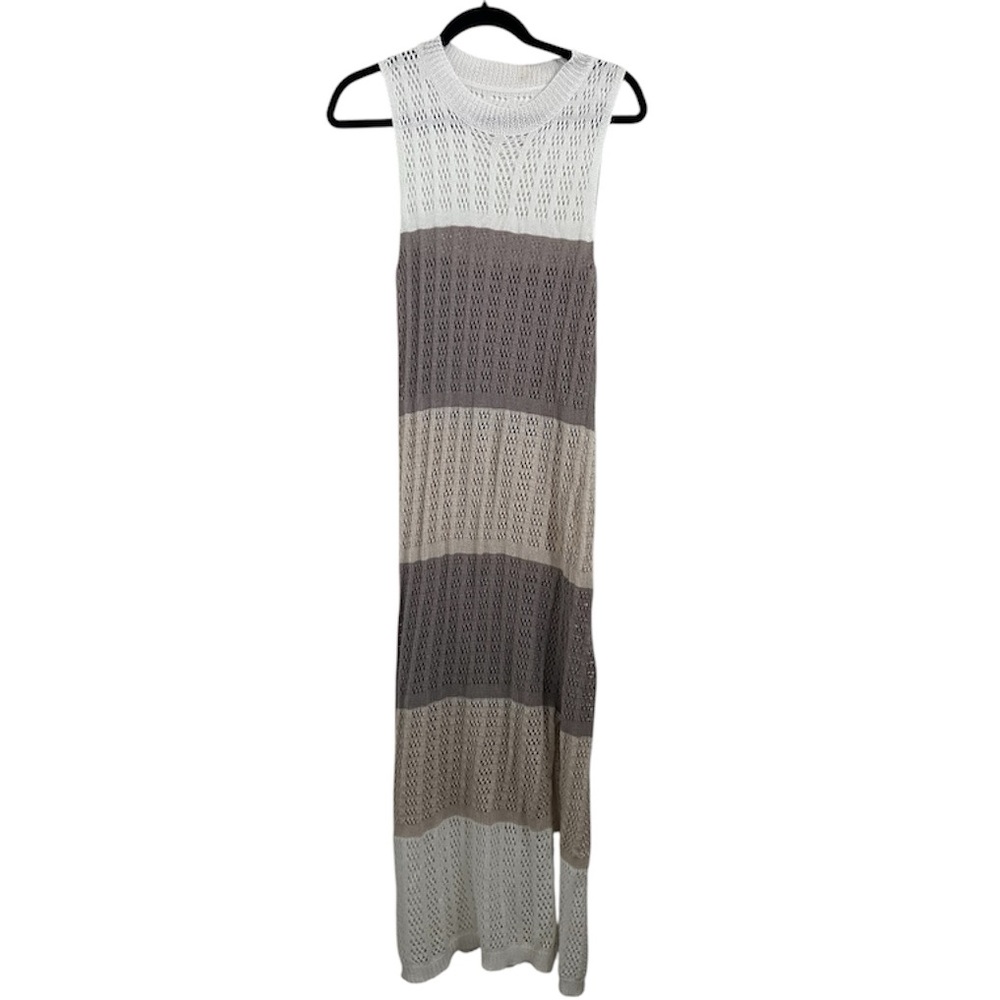Sleeveless Knit Maxi Crochet Boho Dress
